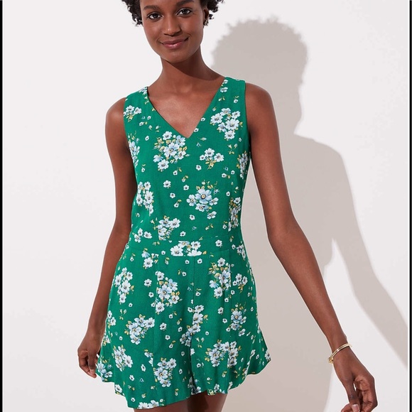 LOFT Floral V Neck Romper - Picture 2 of 5